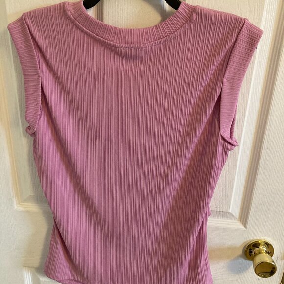 Nine West Women Short Cap Sleeve Ribbed Top Crewneck Orchid Size Large - Picture 5 of 6